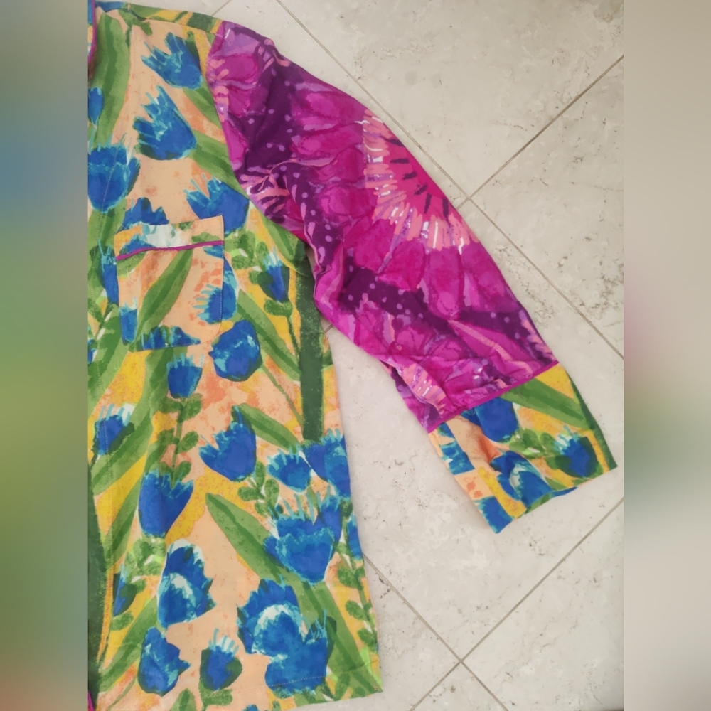 Anthropologie Roeqiya Fris Garden Bloom Pajama Top Colorful Large Petite NWOT - Picture 7 of 14